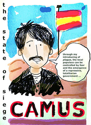 Football Drawings - Camus play State of Siege  by Paul Sutcliffe