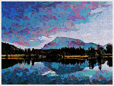 Ethereal - Canada Banff Lake Alberta - impressionist van gogh style by Celestial Images