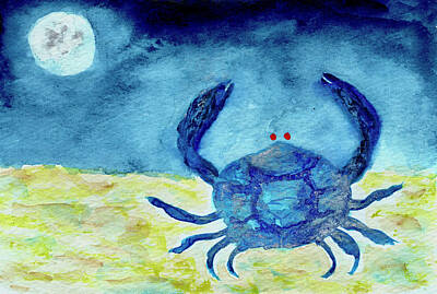 Transportation Paintings - Cancer Zodiac Sign Crab Symbol by Anne Nordhaus-Bike