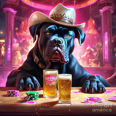 Beer Painting Rights Managed Images - Cane Corso Italian Stout Cane Corsos Canine Corker  Royalty-Free Image by Adrien Efren