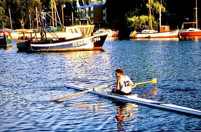 Katharine Hepburn - Canoeing on the River Avon at Christchurch by Gordon James