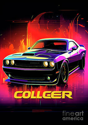 Transportation Royalty-Free and Rights-Managed Images - Car 074 Dodge Challenger Retro Revival Rides by Clark Leffler