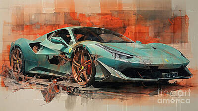 Royalty-Free and Rights-Managed Images - Car 1459 Ferrari 488 Pista supercar by Clark Leffler
