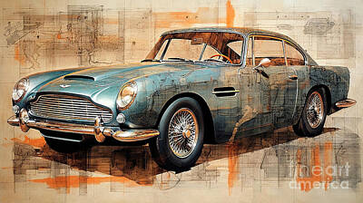 Royalty-Free and Rights-Managed Images - Car 1755 Aston Martin DB5 by Clark Leffler