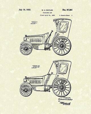 Transportation Royalty-Free and Rights-Managed Images - Car 1932 Patent Art Prior Art Design by Car Lover