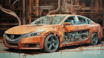 Drawings Rights Managed Images - Car 2052 Nissan Maxima Royalty-Free Image by Clark Leffler