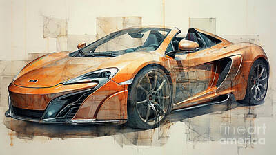Drawings Royalty Free Images - Car 2445 McLaren 675LT Spider Royalty-Free Image by Clark Leffler