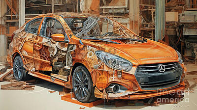 Drawings Rights Managed Images - Car 2476 Mitsubishi Mirage G4 Royalty-Free Image by Clark Leffler