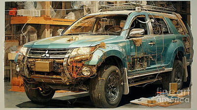 Drawings Rights Managed Images - Car 2477 Mitsubishi Montero Royalty-Free Image by Clark Leffler