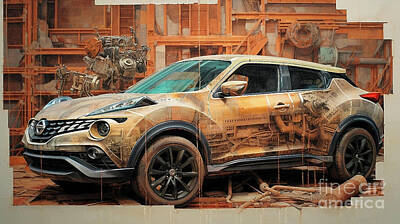 Drawings Rights Managed Images - Car 2485 Nissan Juke Royalty-Free Image by Clark Leffler