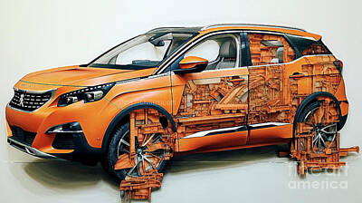 Drawings Rights Managed Images - Car 2498 Peugeot 3008 Royalty-Free Image by Clark Leffler