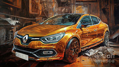 Drawings Rights Managed Images - Car 2518 Renault Megane RS Royalty-Free Image by Clark Leffler
