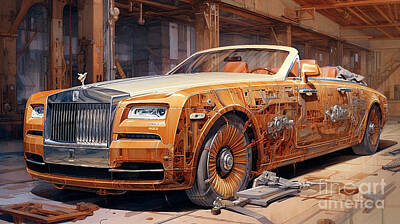 Drawings Rights Managed Images - Car 2525 Rolls-Royce Dawn Royalty-Free Image by Clark Leffler