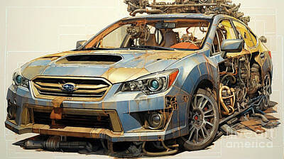 Drawings Rights Managed Images - Car 2554 Subaru Trezia Royalty-Free Image by Clark Leffler