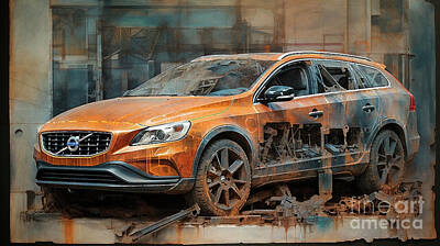 Drawings Rights Managed Images - Car 2592 Volvo S60 Cross Country Royalty-Free Image by Clark Leffler