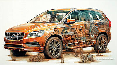 Drawings Rights Managed Images - Car 2599 Volvo XC60 Royalty-Free Image by Clark Leffler