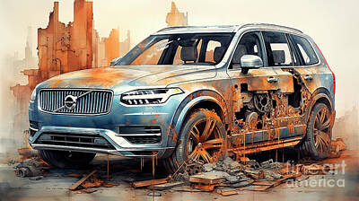 Transportation Drawings Rights Managed Images - Car 2600 Volvo XC90 Royalty-Free Image by Clark Leffler
