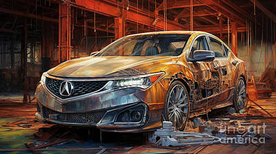 Drawings Rights Managed Images - Car 2602 Acura ILX Royalty-Free Image by Clark Leffler