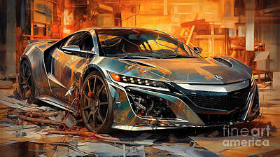 Drawings Rights Managed Images - Car 2605 Acura NSX Type R Royalty-Free Image by Clark Leffler