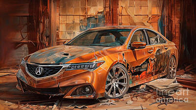 Drawings Rights Managed Images - Car 2609 Acura TLX PMC Edition Royalty-Free Image by Clark Leffler