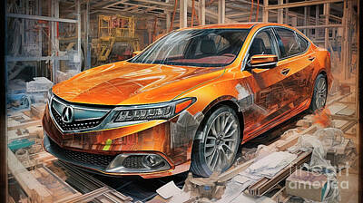 Drawings Rights Managed Images - Car 2610 Acura TLX Royalty-Free Image by Clark Leffler