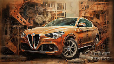 Drawings Rights Managed Images - Car 2621 Alfa Romeo Stelvio Royalty-Free Image by Clark Leffler