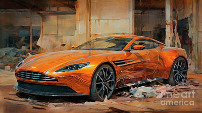 Drawings Rights Managed Images - Car 2624 Aston Martin DB11 Royalty-Free Image by Clark Leffler