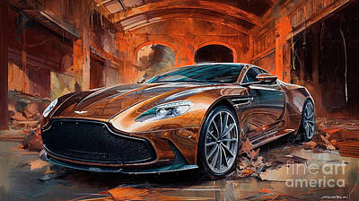 Drawings Rights Managed Images - Car 2625 Aston Martin DBS Superleggera Royalty-Free Image by Clark Leffler