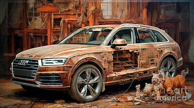 Drawings Rights Managed Images - Car 2642 Audi Q5 Royalty-Free Image by Clark Leffler