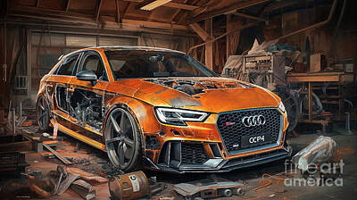 Drawings Rights Managed Images - Car 2645 Audi RS3 Royalty-Free Image by Clark Leffler
