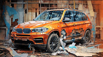 Drawings Rights Managed Images - Car 2669 BMW X5 Royalty-Free Image by Clark Leffler