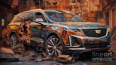 Drawings Rights Managed Images - Car 2681 Cadillac XT6 Royalty-Free Image by Clark Leffler