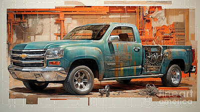 Drawings Rights Managed Images - Car 2686 Chevrolet Colorado Royalty-Free Image by Clark Leffler