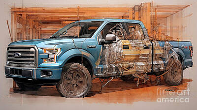 Drawings - Car 2753 Ford F-150 by Clark Leffler