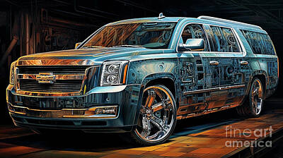 Drawings Rights Managed Images - Car 2777 GMC Yukon XL Royalty-Free Image by Clark Leffler
