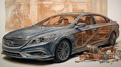 Drawings Rights Managed Images - Car 2790 Hyundai Azera Royalty-Free Image by Clark Leffler