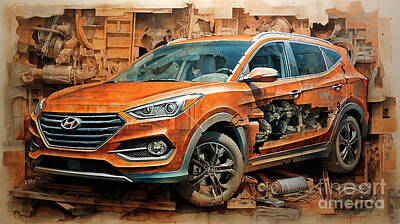 Drawings Rights Managed Images - Car 2798 Hyundai Tucson Royalty-Free Image by Clark Leffler