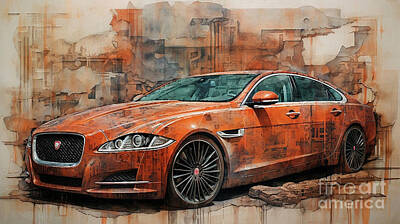 Drawings Rights Managed Images - Car 2809 Jaguar XJ Royalty-Free Image by Clark Leffler