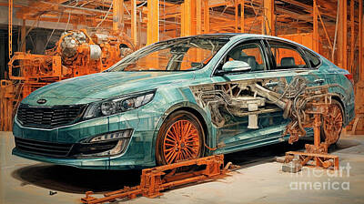 Drawings Rights Managed Images - Car 2825 Kia Optima Royalty-Free Image by Clark Leffler