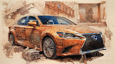 Drawings Rights Managed Images - Car 2851 Lexus CT Royalty-Free Image by Clark Leffler