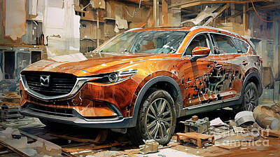Drawings Rights Managed Images - Car 2867 Mazda CX-9 Royalty-Free Image by Clark Leffler
