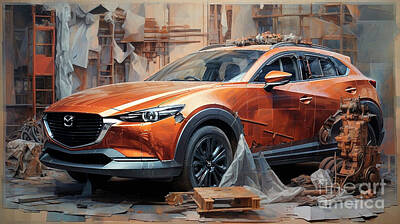 Drawings Royalty Free Images - Car 2868 Mazda CX-30 Royalty-Free Image by Clark Leffler