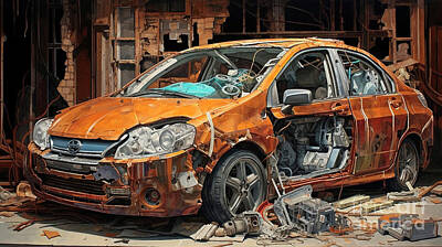 Drawings Rights Managed Images - Car 2924 Nissan Versa Royalty-Free Image by Clark Leffler