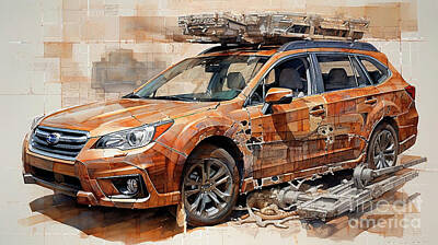 Sports Drawings - Car 2982 Subaru Outback Sport by Clark Leffler