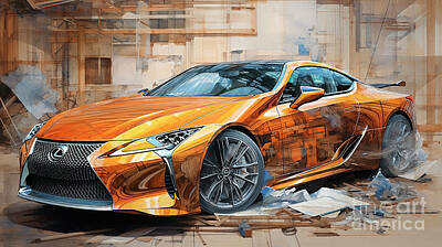Drawings Rights Managed Images - Car 3285 Lexus LC Royalty-Free Image by Clark Leffler