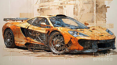 Drawings Rights Managed Images - Car 3316 McLaren F1 Royalty-Free Image by Clark Leffler