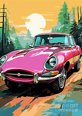 Royalty-Free and Rights-Managed Images - Car 356 Jaguar E-Type  by Clark Leffler