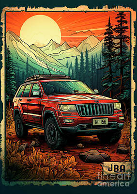 Recently Sold - Transportation Paintings - Car 364 Jeep Grand Cherokee  by Clark Leffler