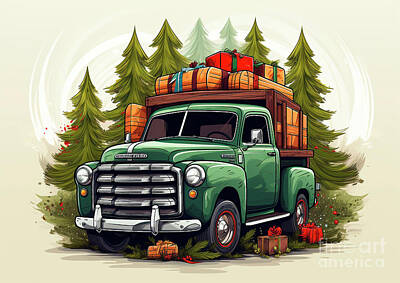 Royalty-Free and Rights-Managed Images - Car 709 Vehicles GMC Yukon vintage with a Christmas tree and some Christmas gifts by Clark Leffler