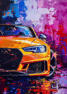 Truck Art - Car for man Audi RS4 convertible version - Gift for husband by Destiney Sullivan